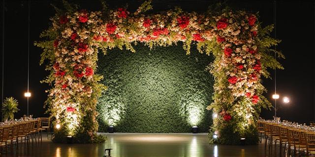 イベント会場を飾る大規模なフローラルインスタレーション
